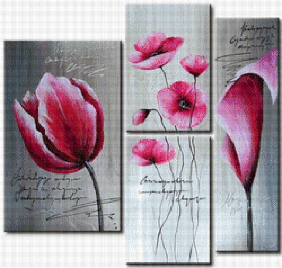 полиптих - калла, полиптих, тюльпан - предпросмотр