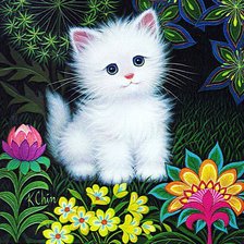 Схема вышивки «котёнок»