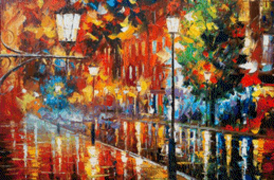 Осень в городе - осень, город, фонарь - предпросмотр