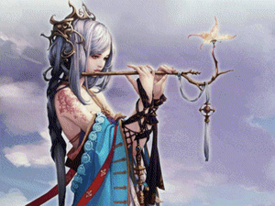 Музыка - музыка, аниме, девушка, фэнтези, флейта - предпросмотр