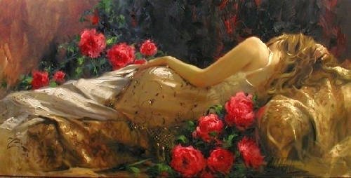 Richard Jonson-Kobieta - kobieta, kwiaty - оригинал