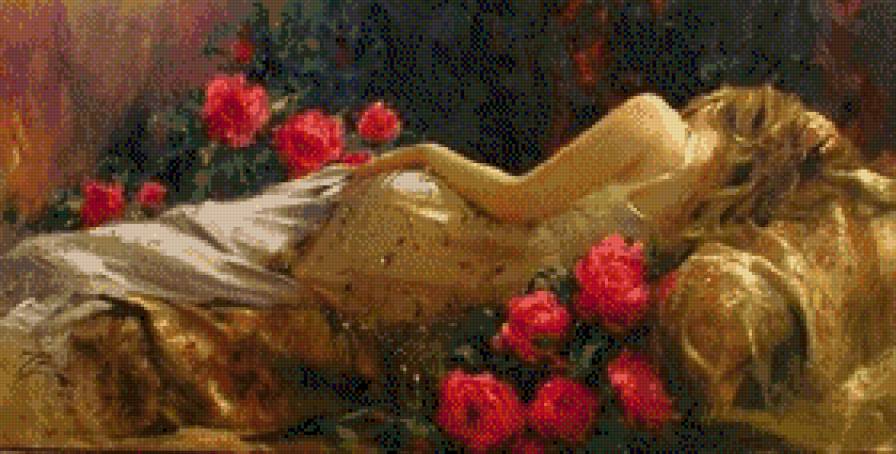 Richard Jonson-Kobieta - kwiaty, kobieta - предпросмотр