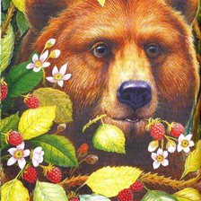 Оригинал схемы вышивки «медведь и малина» (№575115)
