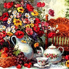 Схема вышивки «Чаепитие в саду»