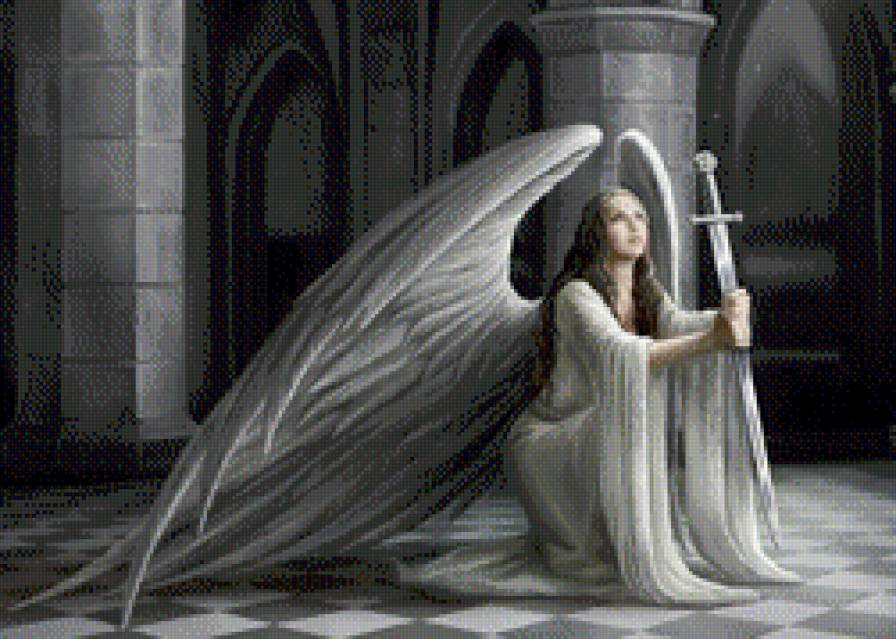 молитва - ангел, меч, девушка - предпросмотр