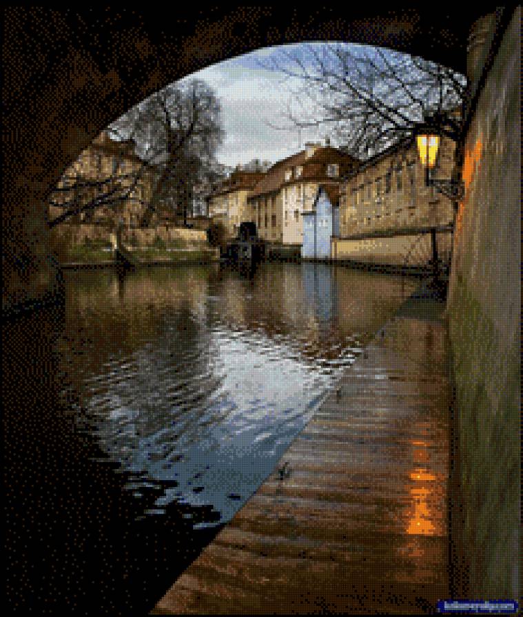 пейзаж - река, город, арка, пейзаж - предпросмотр