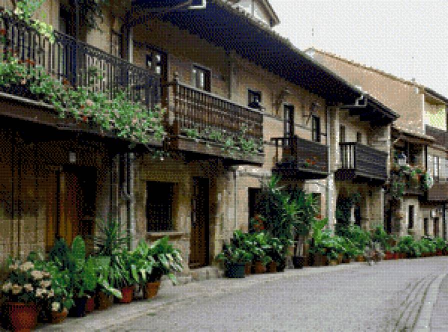 домики с цветами - улица, дом, цветы, город - предпросмотр