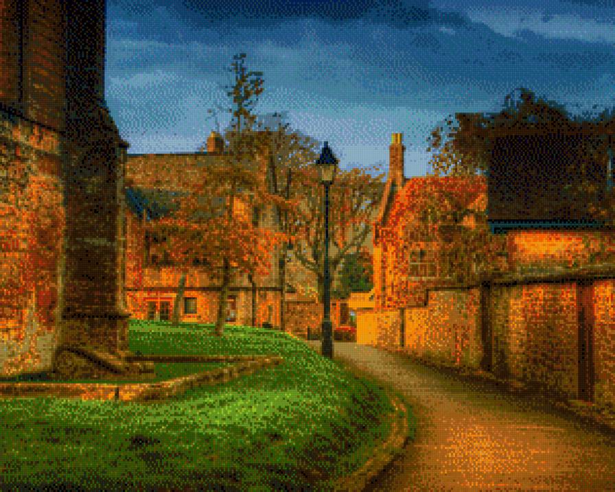 улица на закате - закат, дом, улица - предпросмотр