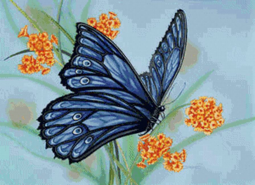 Серия "Бабочки" - цветы, бабочки - предпросмотр