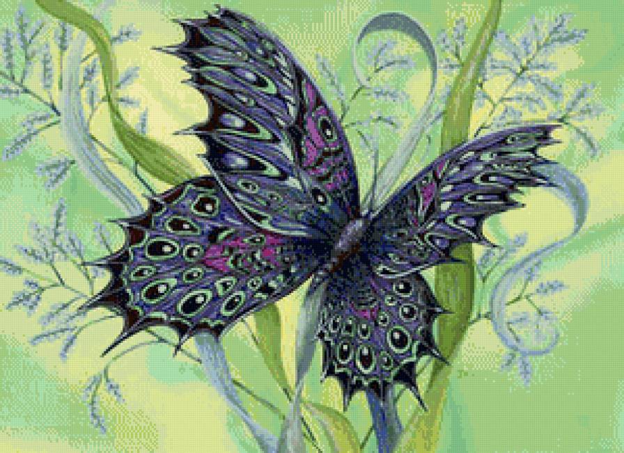 Серия "Бабочки" - бабочки, цветы - предпросмотр