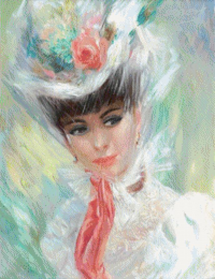 Дама в шляпе - женщина, живопись - предпросмотр