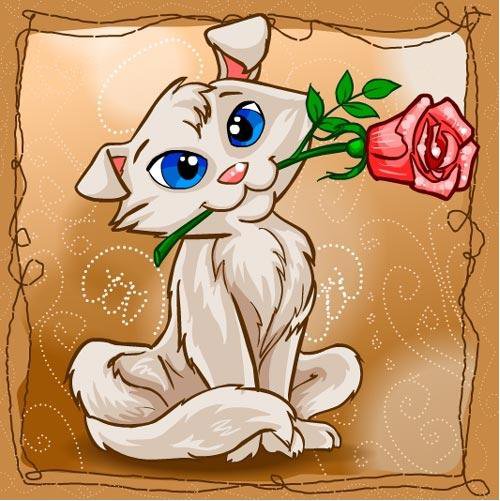 Поздравляю - праздник, 8 марта, кот, цветок, подарок, роза - оригинал