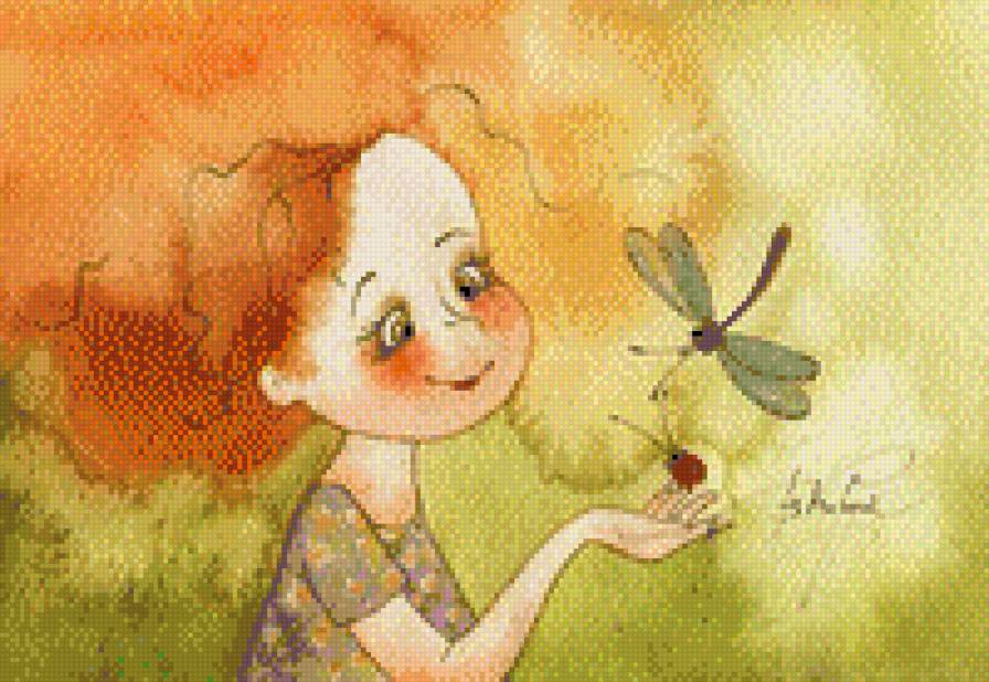 стрекозка - стрекоза, девочка - предпросмотр