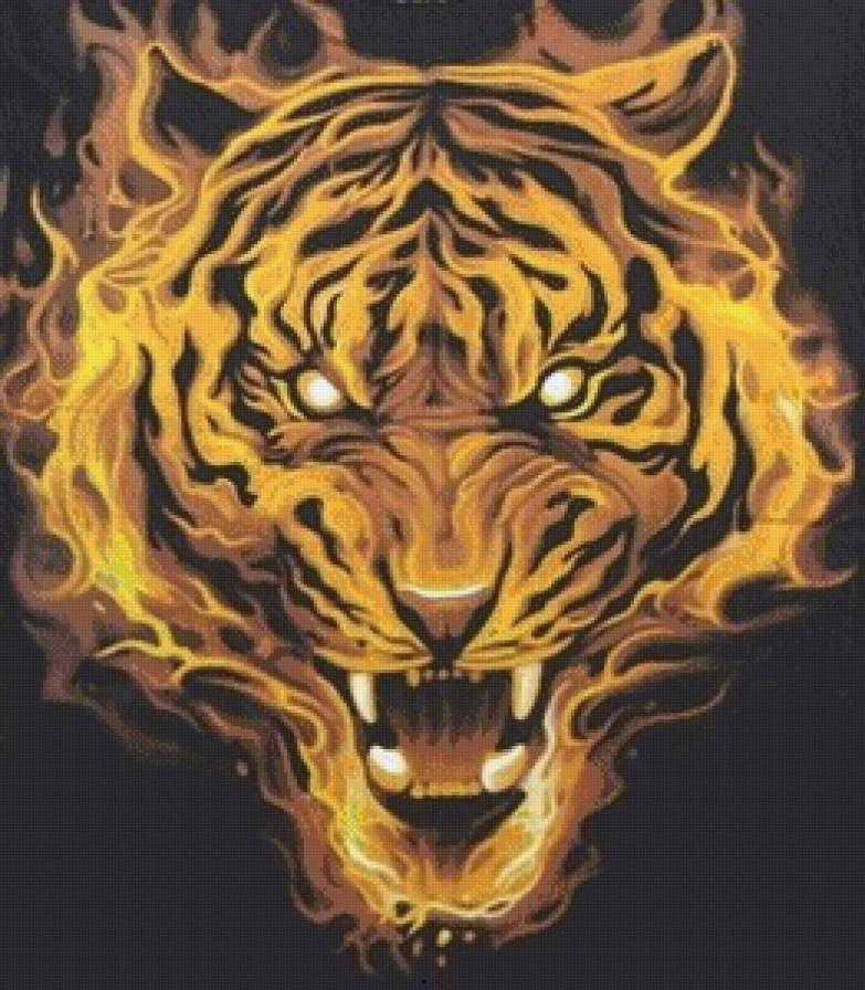 Огненный зверь - тигр, огонь - предпросмотр