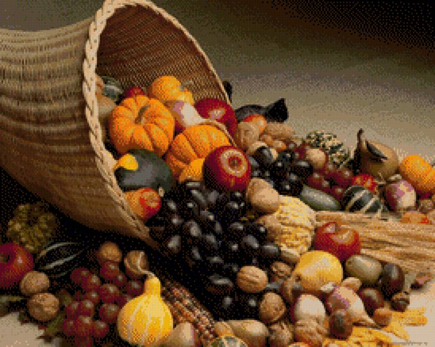 рог изобилия - натюрморт, овощи, фрукты - предпросмотр