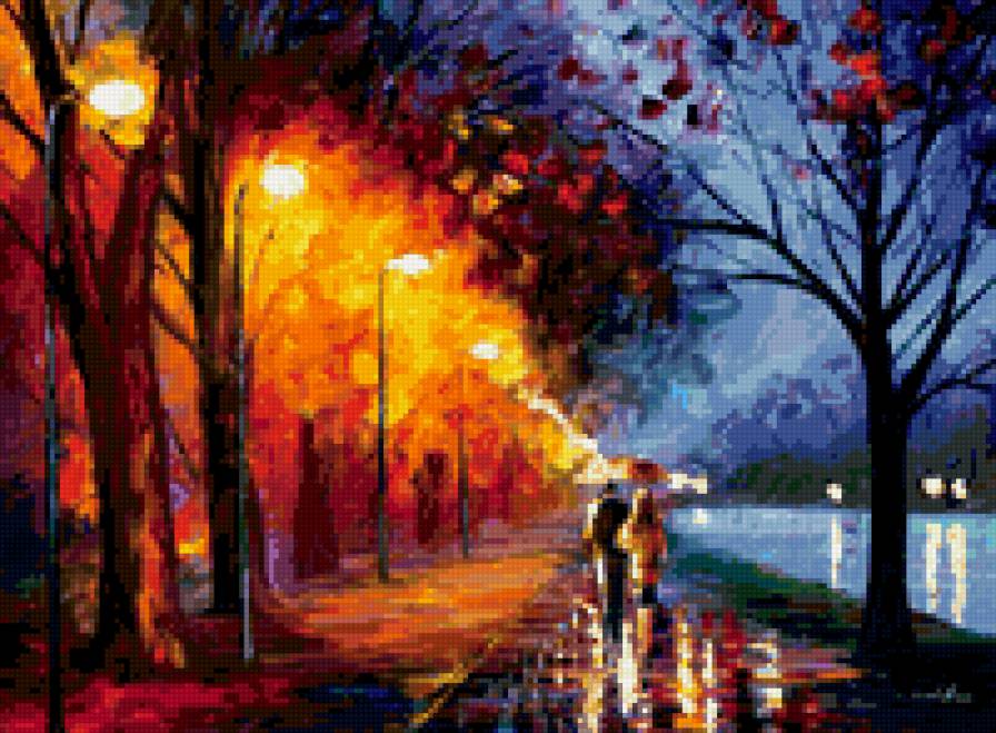 под дождем - картины известных художников, леонид афремов - предпросмотр