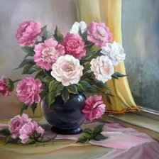 Схема вышивки «пионы»