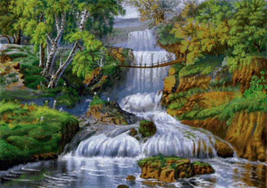 Водопад - красота, природа, деревья водопад - предпросмотр