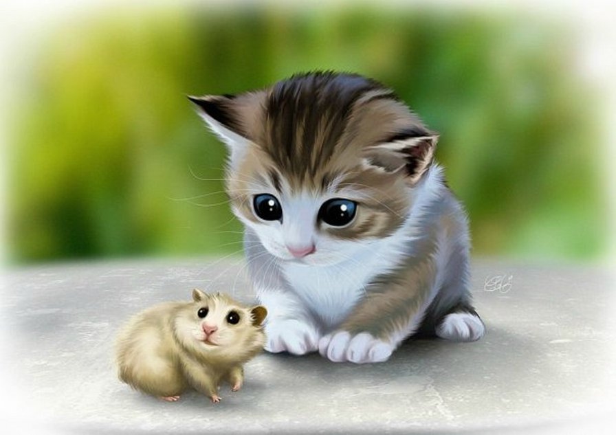 Кто ты? На мышку не похож! - приколы, кот, хомячок, животные - оригинал