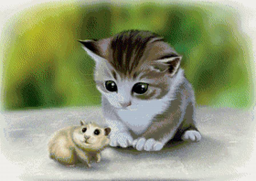 Кто ты? На мышку не похож! - хомячок, животные, приколы, кот - предпросмотр