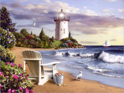Alan Giana - картина, маяк, море, природа - оригинал