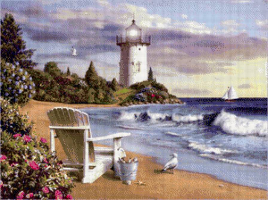 Alan Giana - маяк, море, природа, картина - предпросмотр