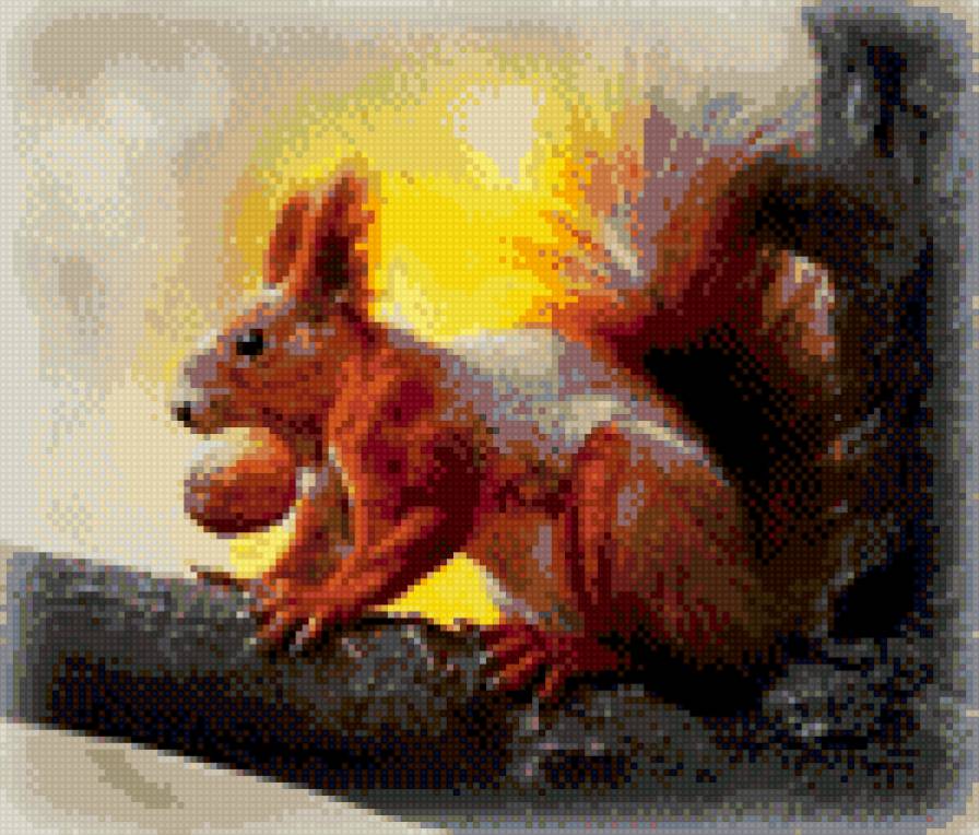 Белочка с орешком - белка, природа - предпросмотр