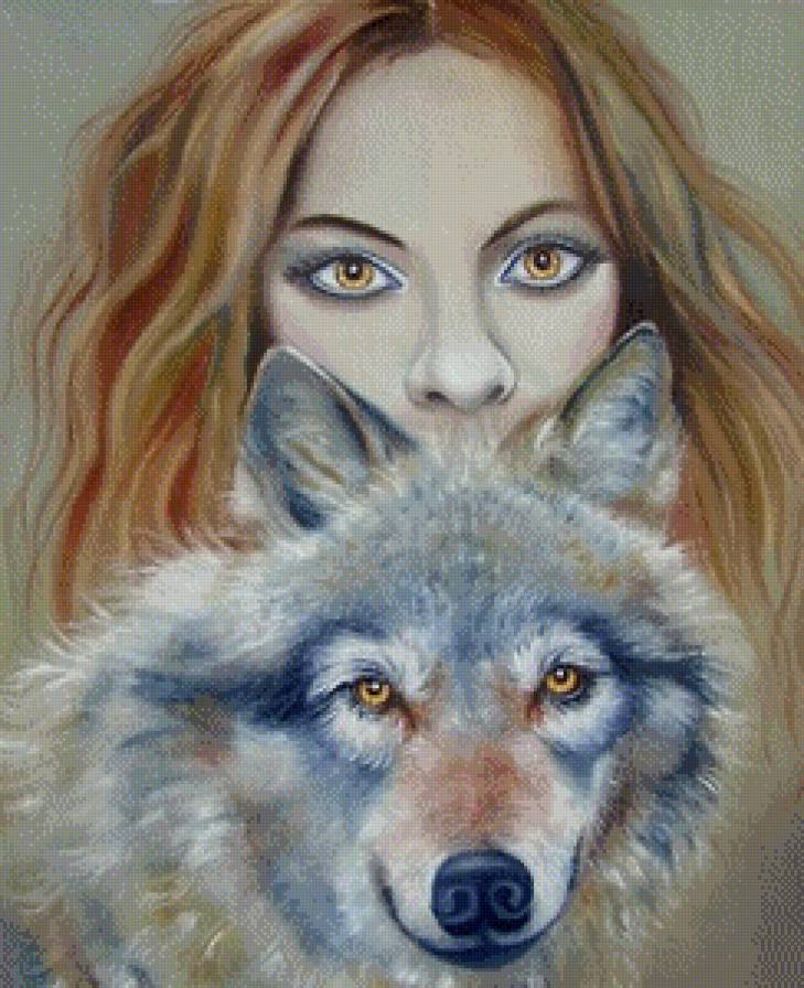 Взгляд - волк, женщина, взгляд - предпросмотр