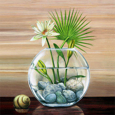 Натюрморт - натюрморт, аквариум, цветы, ракушка - оригинал