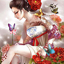 Оригинал схемы вышивки «Девушка с бабочками» (№578966)