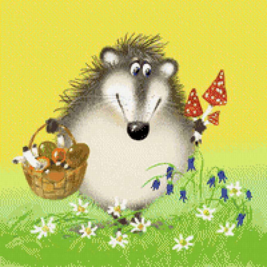 Грибник - лето, цветы, грибы, кот - предпросмотр