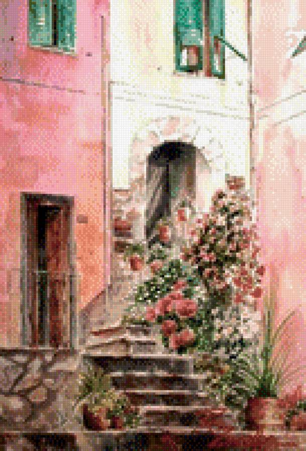 улочка в париже - красота, улица, двор, цветы - предпросмотр