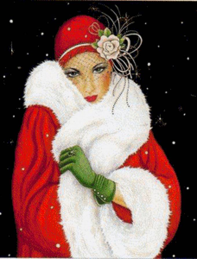 дама в красном - ретро, девушка - предпросмотр