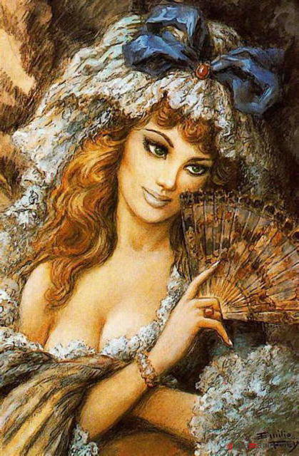 красавица с веером - с веером, портрет, девушка - оригинал