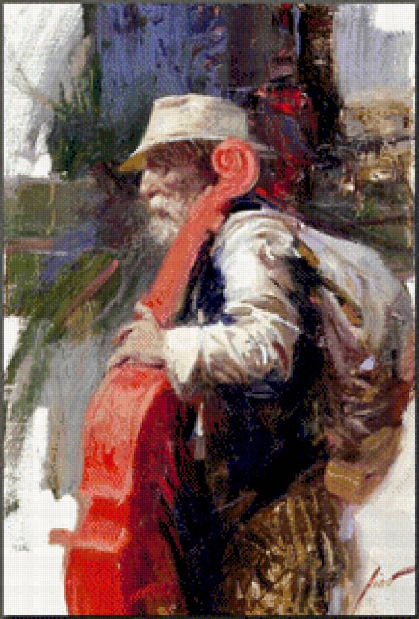 Старый музыкант.Пино Даэни - живопись, пино даэни - предпросмотр