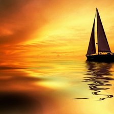 Схема вышивки «яхта на закате»