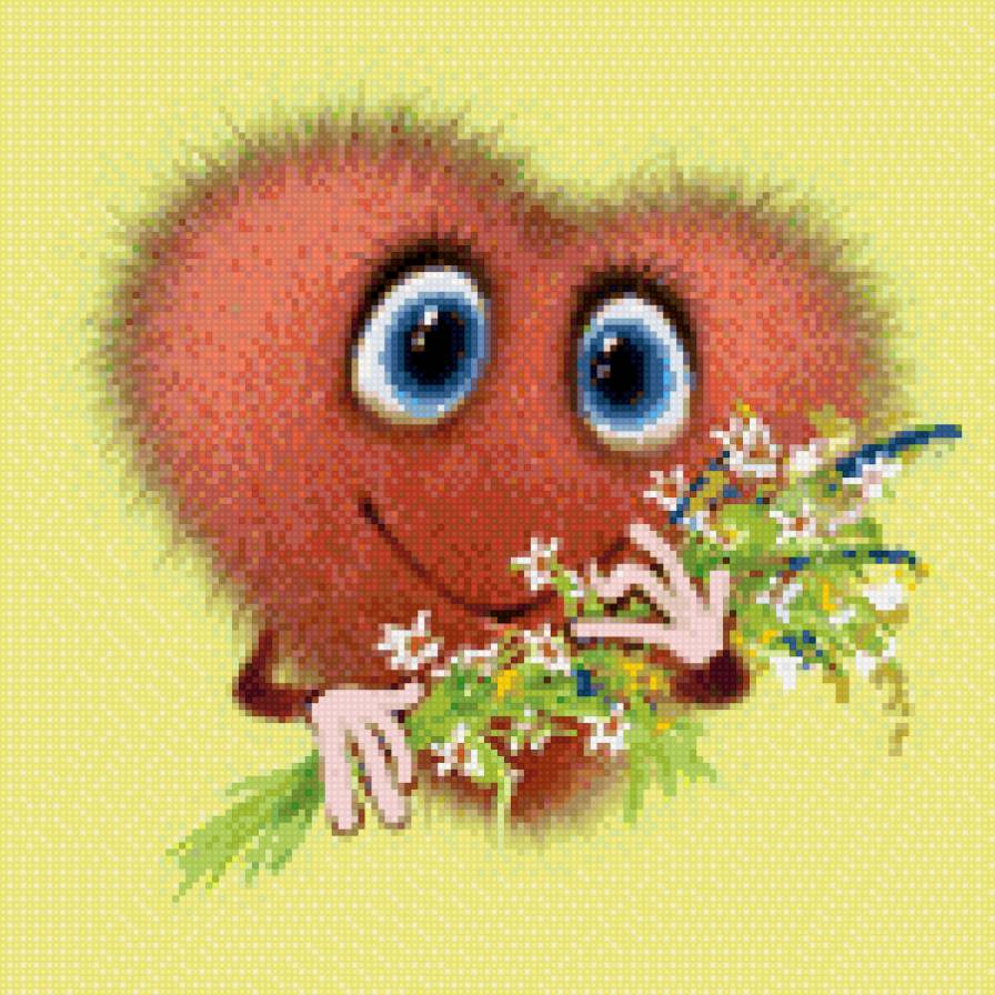 Валентинка 9 - сердце, цветы - предпросмотр