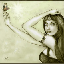 Оригинал схемы вышивки «Девушка с бабочкой» (№580389)