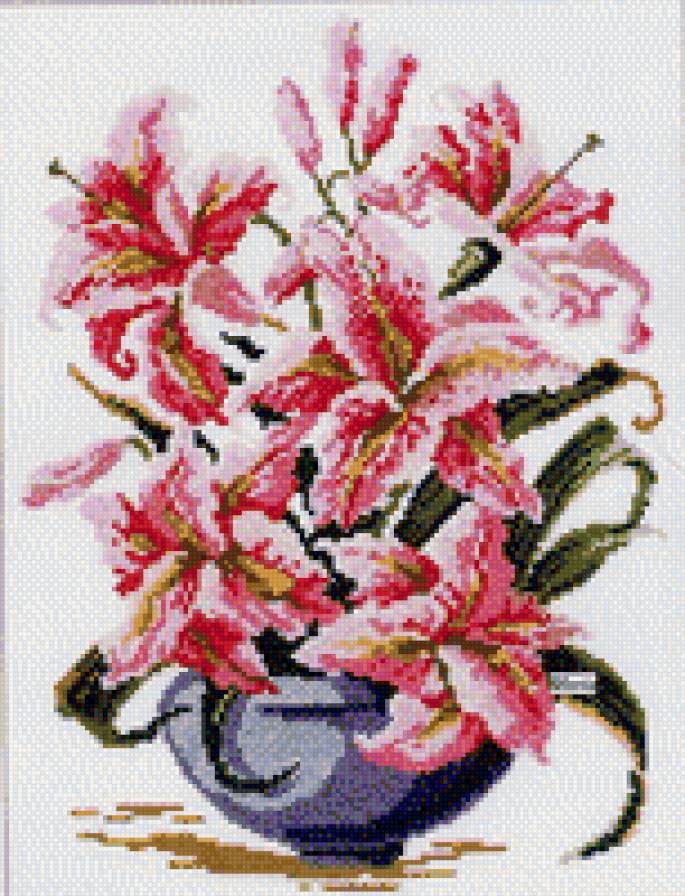 Лилии в вазе - ваза, букет, лилии - предпросмотр