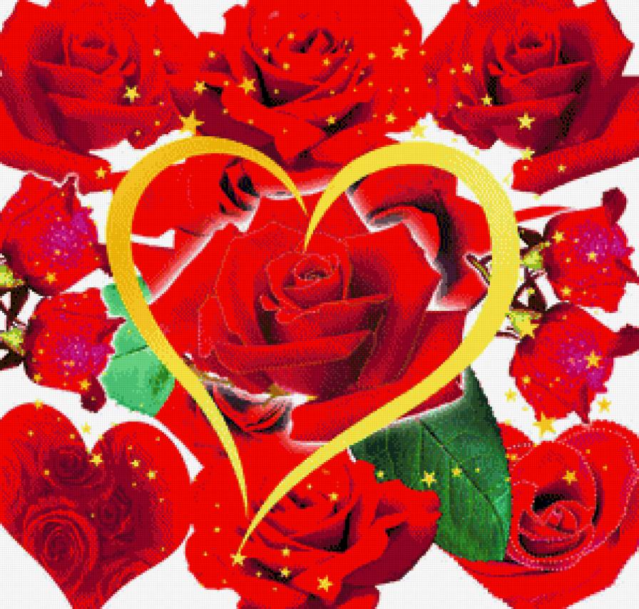 валентинка - валентинка, розы, цветы, сердце - предпросмотр