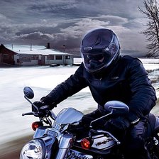 Оригинал схемы вышивки «мотоциклист зимой» (№581380)