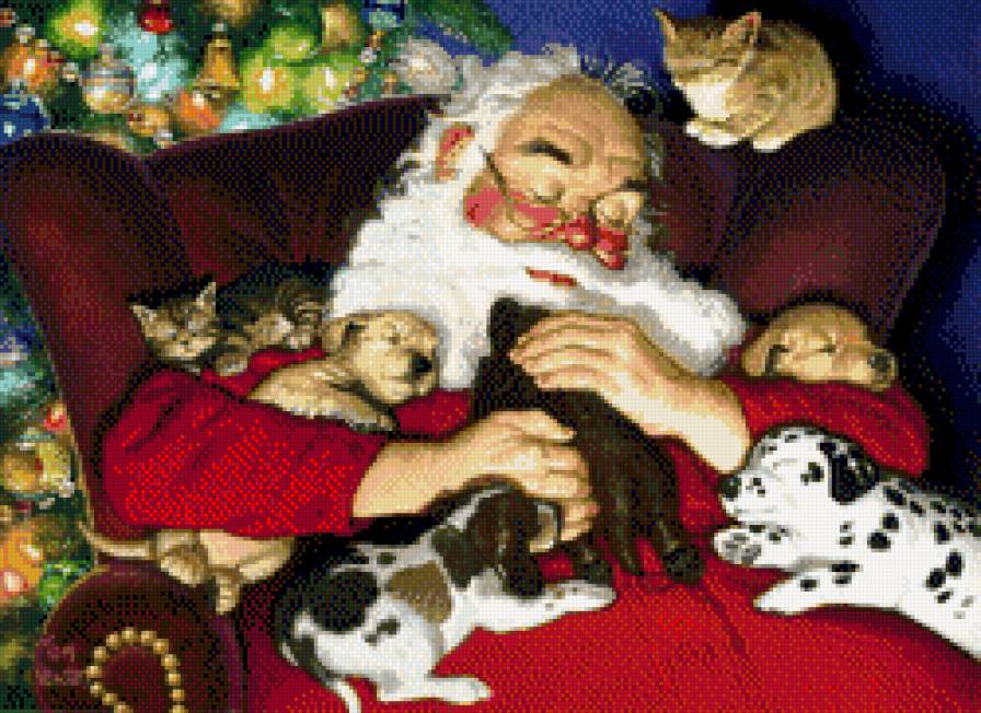 спящий санта - рождество, новый год - предпросмотр