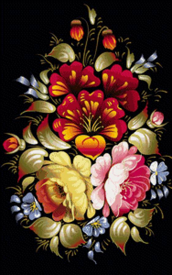 хохлома - цветы - предпросмотр