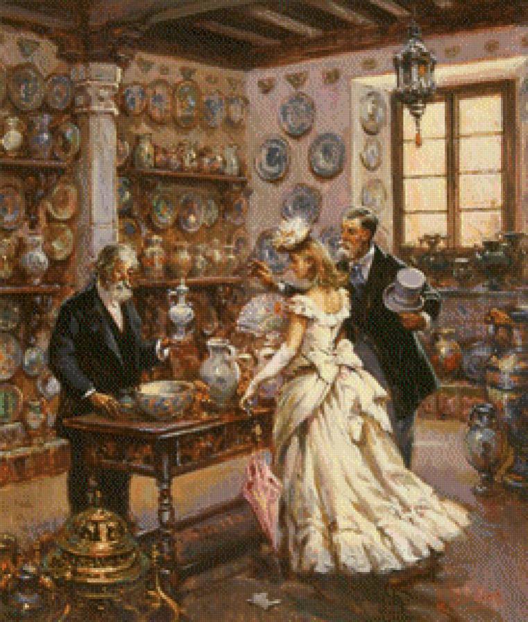 в лавке - картина - предпросмотр