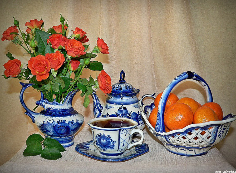 Гжель натюрморт - оригинал