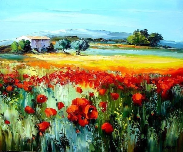 Маковая долина.Мишель Везинет - мишель везинет, живопись - оригинал