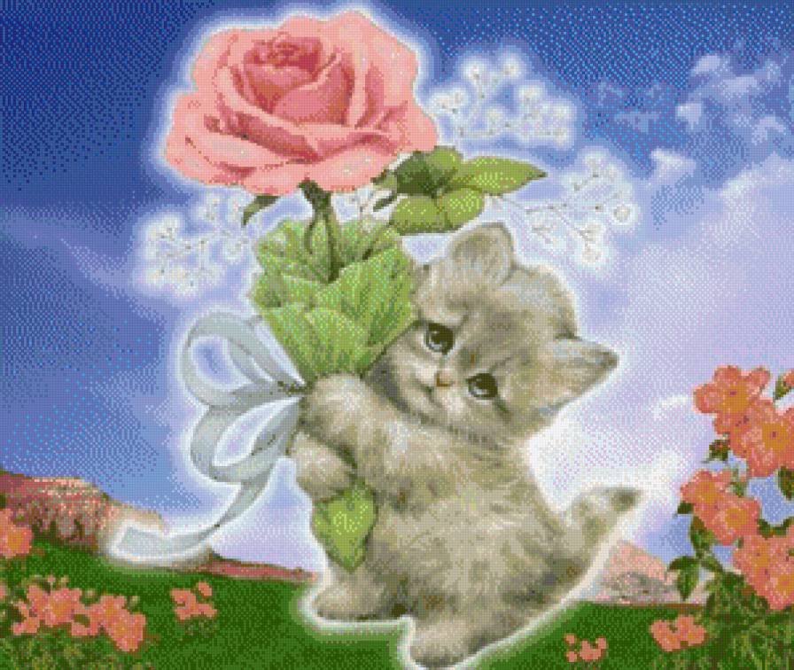 все для тебя - букет, цветы, котики - предпросмотр