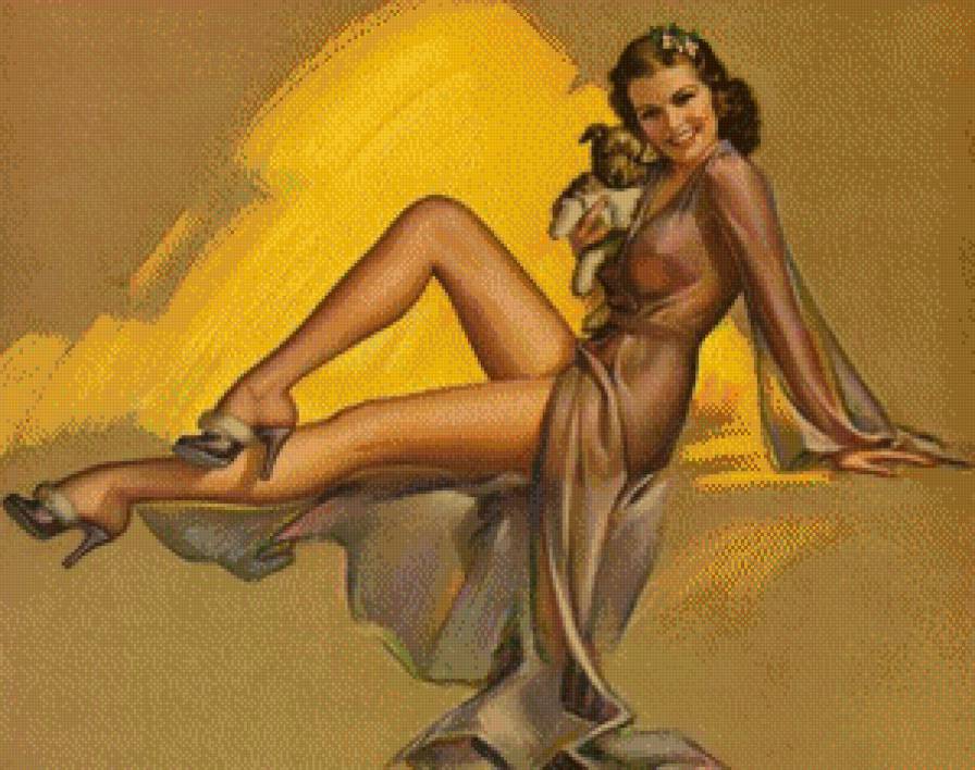 ретро дама с собачкой - девушка, ретро - предпросмотр