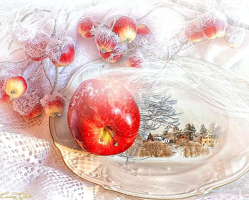 Яблочко по тарелочке - тарелка, яблоки, сказка - оригинал