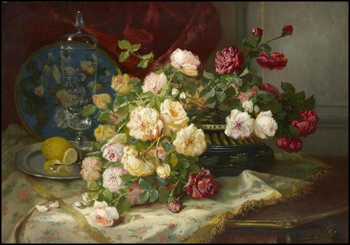 Eugene H.Cauchois - roze w malarstwie - оригинал